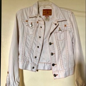 White denim true religion jacket